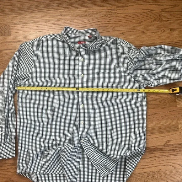 Men's XL Izod Shirt Blue Green Plaid Long Sleeve Button Down - Picture 8 of 10